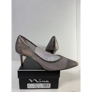 NINA Niley Women's Gunmetal Mesh Low-Heel Classic Fashion Dressy Pump Size 11M